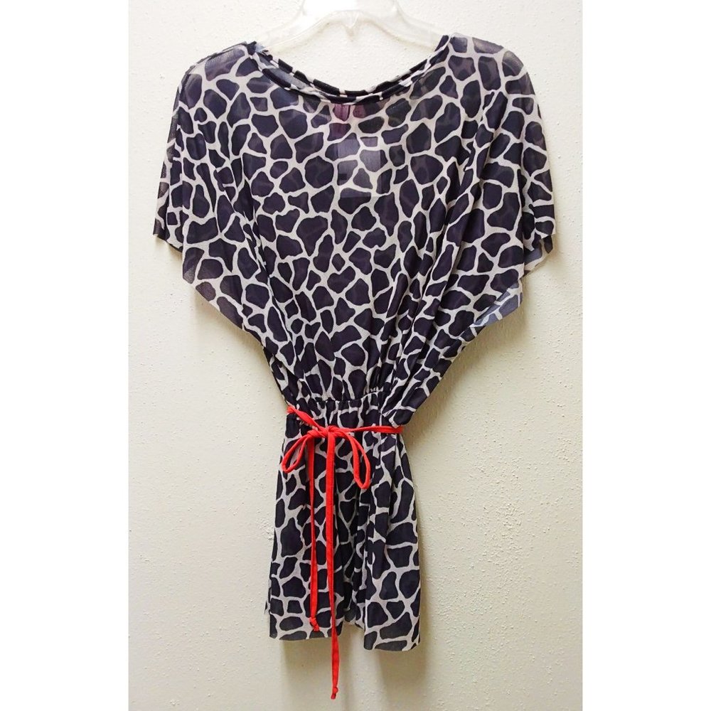 Sweet Pea by Stacy Frati Sheer Belted Women's Tunic Top Blouse in Small